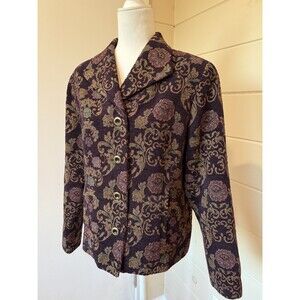 Isabella Bird Women Jacket 12 Floral Button Tapestry Pockets 100% Cotton Y2K